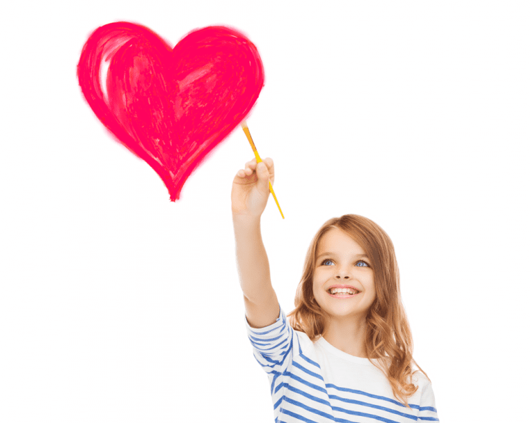 Child drawing a heart
